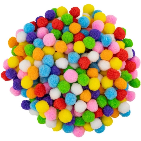 Pompons - 500x - gekleurd - 25 mm - hobby/knutsel materialen -