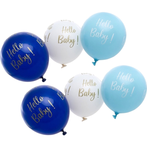 Chaks Baby kraamfeest/geboorte ballonnen - Hello Baby - 24x stuks - blauw - babyshower -
