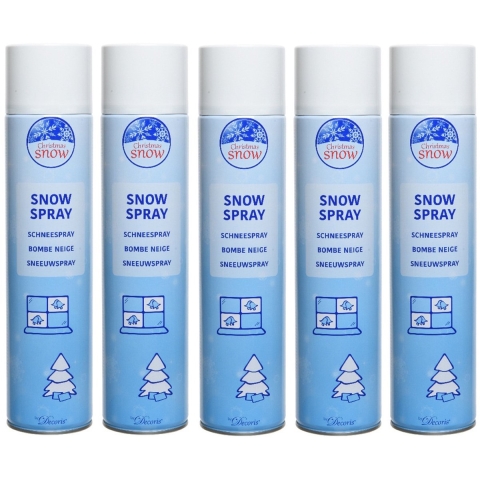 Sneeuwspray - 5x - grote bus - 600 ml - kunstsneeuw - nepsneeuw -