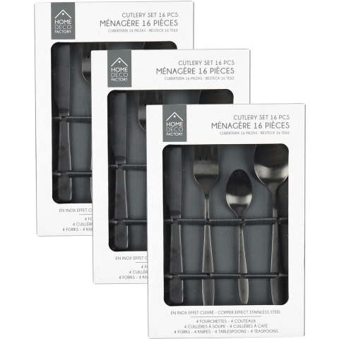 Bestekset Tableware Collection - 48 delig - zwart - RVS - 12 personen -
