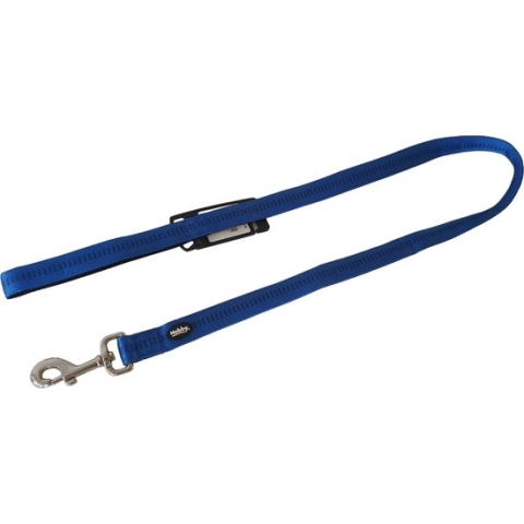 Nobby Soft Grip Hondenlijn - Dubbel Nylon - Gevoerd - Blauw / Zwart - Breedte 25 mm - Lengte 120 cm