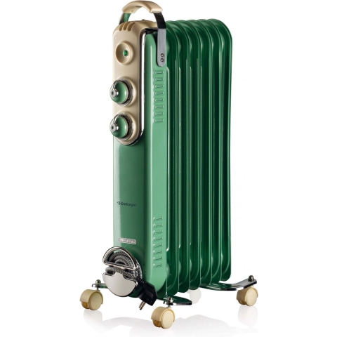 Vintage groene olieradiator 7-elementen Radiator