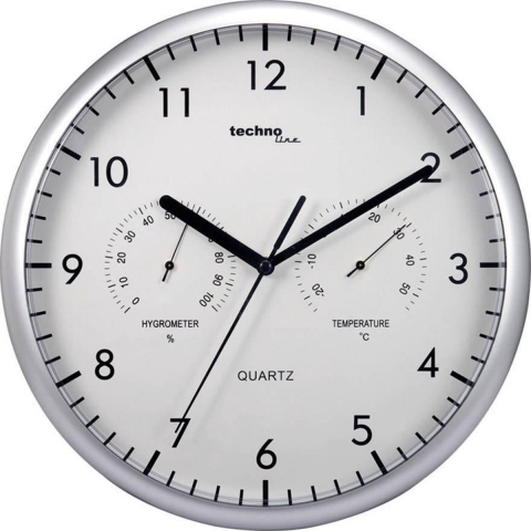 Techno Line WT 650 Wandklok Kwarts 26 cm Zilver