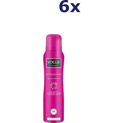 6x Vogue Extravagant Parfum Deodorant 150 ml