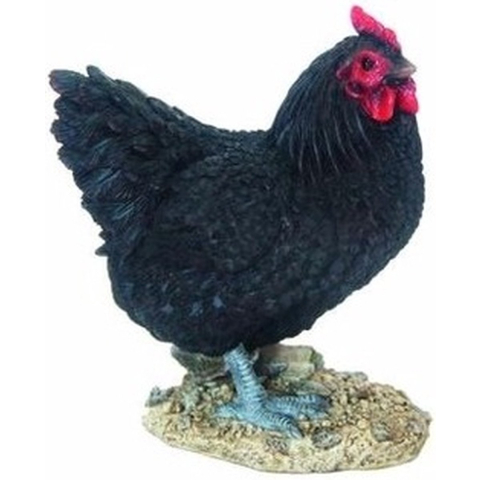 Esschert Design tuin dieren beeld - Kip - zwart - 20 cm - polystone - boerderij thema -