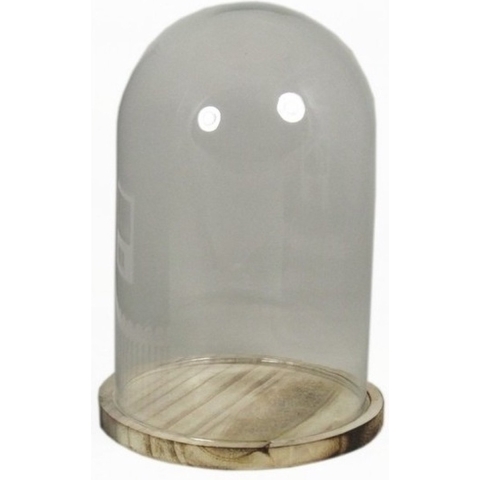 Sier Stolp op houten plateau - glas - 25 cm - deco stolpen -