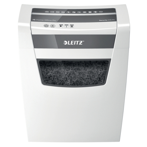 Leitz IQ Home Office Papierversnipperaar voor Thuis - P-4 Cross Cut Snippers - Invoer tot 10 A4-Vellen - Wit