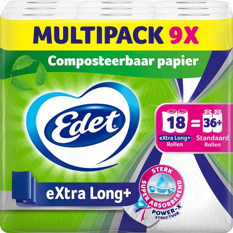 9x Edet Extra Long Keukenpapier  Compost Keukenpapier 9x2 stuks