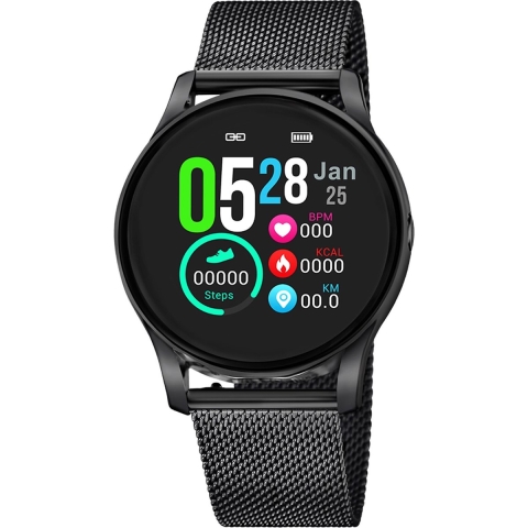 Lotus 50002/A Horloge Smartime Mesh smartwatch staal zwart 39,6 mm