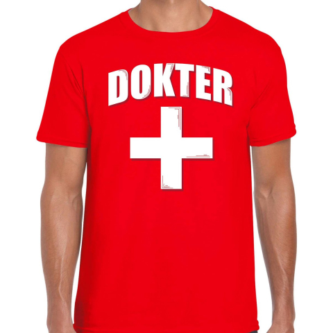 Dokter met kruis verkleed t-shirt rood voor heren L -