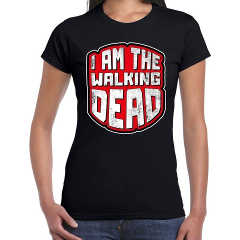 Halloween walking dead verkleed t-shirt zwart voor dames 2XL -