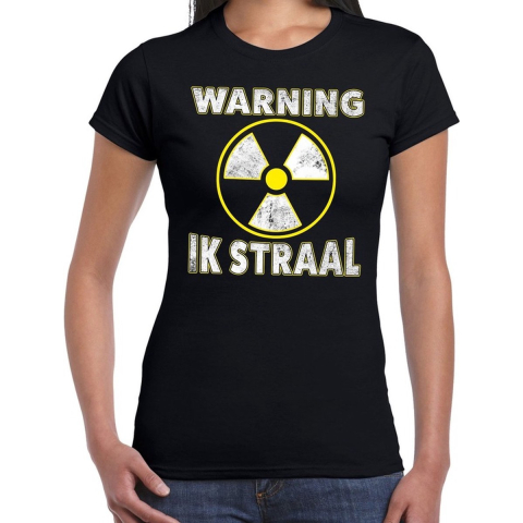 Halloween warning ik straal verkleed t-shirt zwart voor dames M -