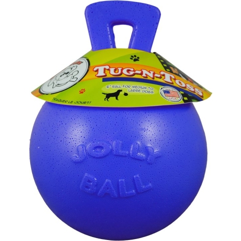Jolly Pets Jolly Tug-n-Toss – Hondenspeelgoed - De duurzame speelbal met frisse geur – Drijvend – Bijtbestendig – Blauw - Ø 15 cm