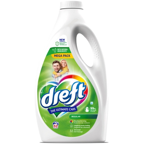 4x Dreft Vloeibaar Wasmiddel Regular 52 wasbeurten 2,34 liter