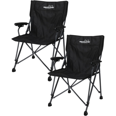 Redcliffs Campingstoel - 2x - vouwbaar - zwart - 61 x 60 x 88 cm - vissersstoel -