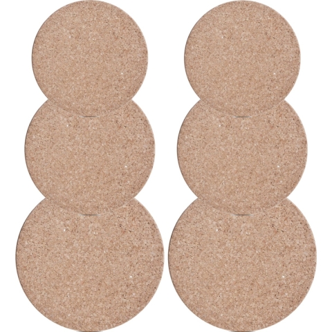 Set van 6x pannenonderzetters kurk rond 17/20/23 cm -