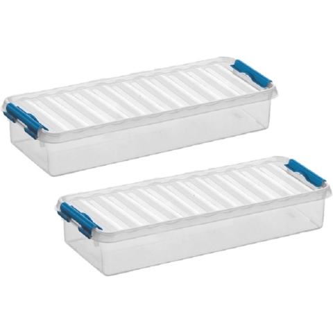 3x stuks sunware q-line opberg box/opbergdoos - 2.5 liter - 38 x 14 x 6 cm - kunststof - transparant -