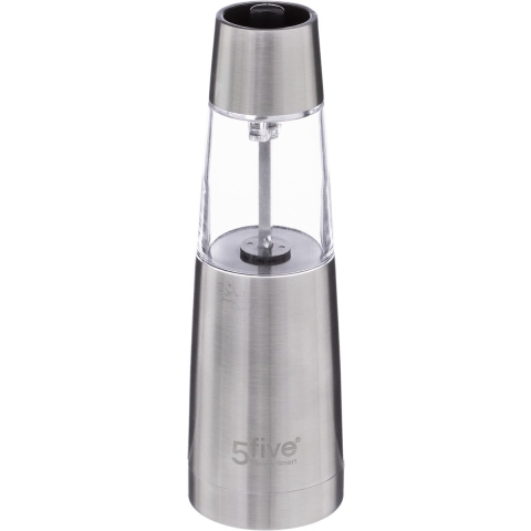 Elektrische pepermolen RVS/glas zilver 19 cm inclusief batterijen -