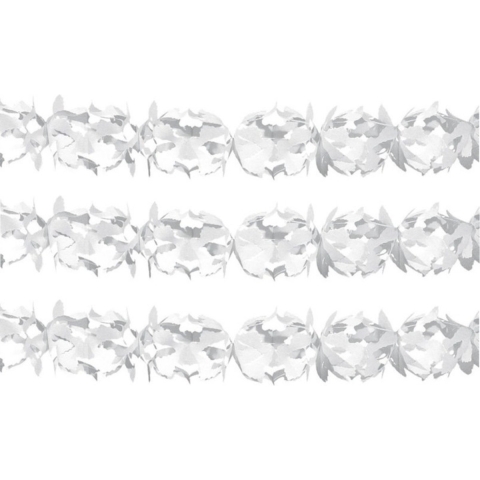 Feest slinger/guirlande - Set van 6x stuks - wit - papier - 6 meter - verjaardag -