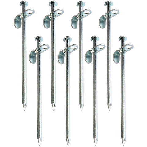 Grondpennen/tentharingen metaal met open oog - 8x stuks - 20 cm - Rotspen - Spijkerharing -