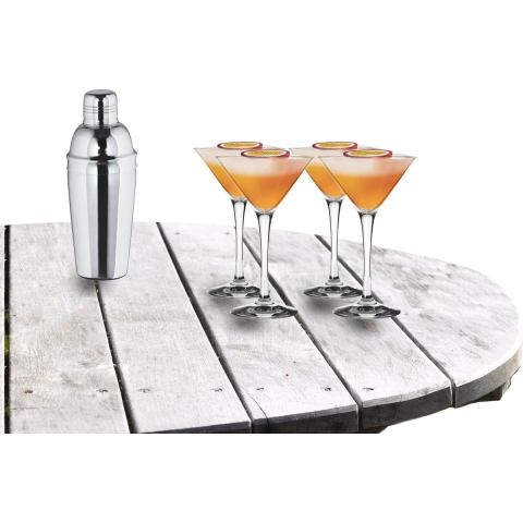 Cocktailshaker set met 4x stuks Martini cocktailglazen 250 ml -