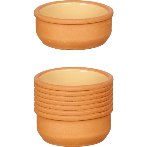 Set 12x tapas/creme brulee serveer schaaltjes terracotta/geel 8x4 cm -