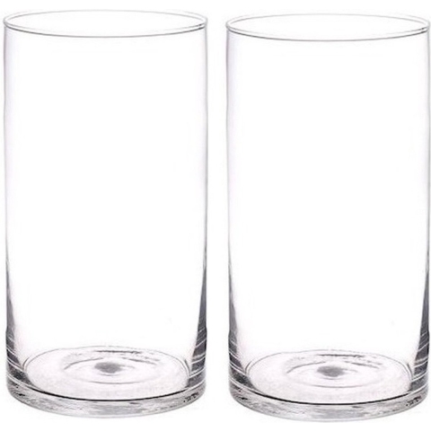 2x Rechte cilinder vazen glas 30 cm -
