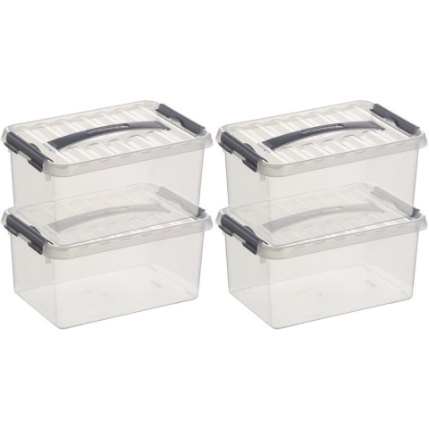 12x sunware q-line opberg box/opbergdoos - 6 liter - 30 x 20 x 14 cm - kunststof - transparant -