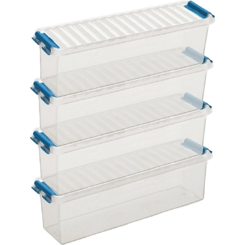 12x sunware q-line opberg box/opbergdoos - 1.3 liter - 27 x 8 x 9 cm - kunststof - transparant -