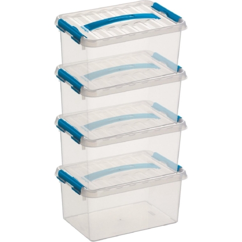 10x sunware q-line opberg box/opbergdoos - 6 liter - 30 x 20 x 14 cm - kunststof - transparant -