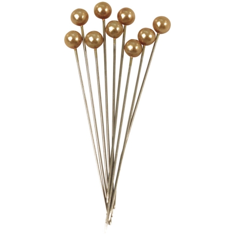 Spelden met parel kop/kopspelden - 6.5 cm - goud - 100x stuks - hobby steekspelden -