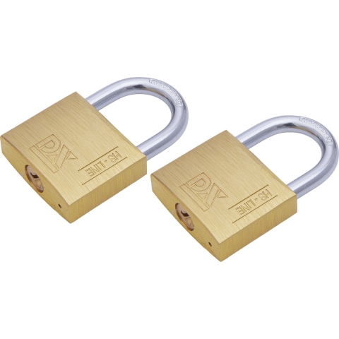 Hangslot met 2 sleutels - 2x - 40 mm - messing - kofferslot -