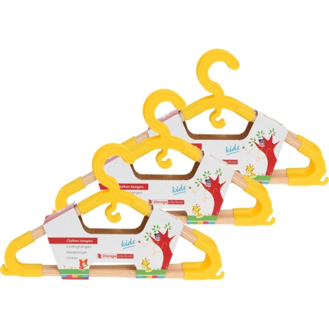 Storage Solutions kledinghangers voor kinderen - set van 18x - kunststof/hout - geel -
