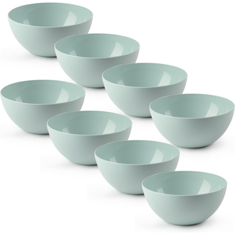 Kommetjes/schaaltjes - 8x stuks - dessert/ontbijt - kunststof - D17 x H8 cm - mintgroen -