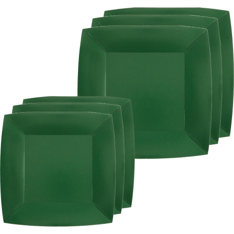 Feest/verjaardag bordjes set - 40x stuks - donker groen - 18 cm en 23 cm -