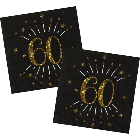 Verjaardag feest servetten leeftijd - 50x - 60 jaar - goud - 33 x 33 cm -