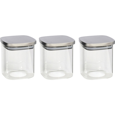 3x stuks voedsel/etenswaren bewaren voorraadpot 800 ml glas met RVS deksel -