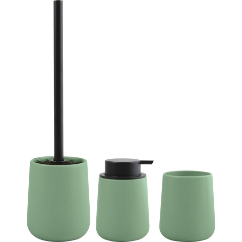 MSV Toiletborstel in houder/zeeppompje/beker - badkamer set Malmo - keramiek - groen -