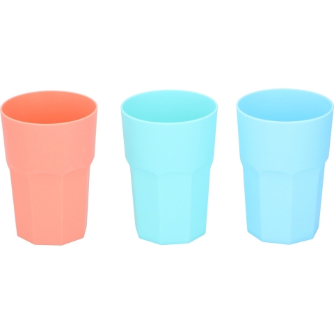 12x drinkbekers - Kunststof - 380 ml - 12 x 8 cm - 3 kleuren -