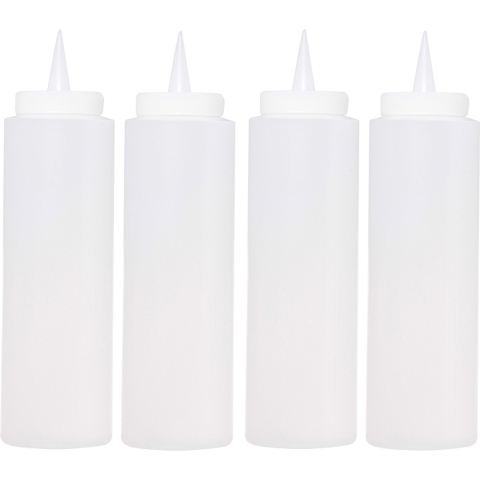 2x Set van 2 stuks transparante doseerflessen/sausflessen 400 ml/40 cl/0,4 liter -