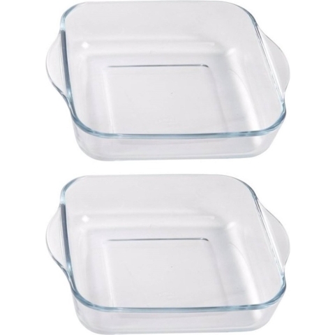 2x Ovenschalen 22 x 22 cm van glas -