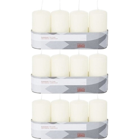 12x Ivoorwitte cilinderkaarsen/stompkaarsen 5 x 10 cm -