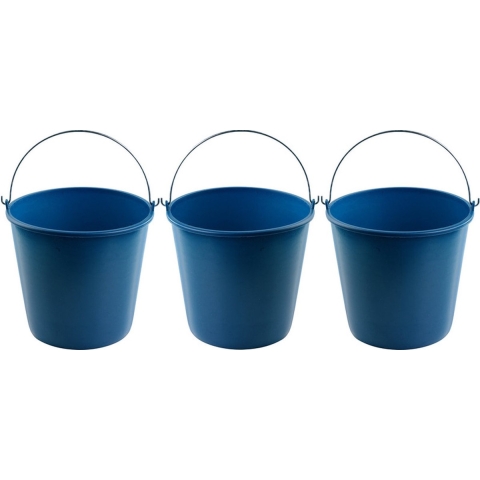 3x Blauwe schoonmaakemmers/huishoudemmers 16 liter 32 x 28 cm -