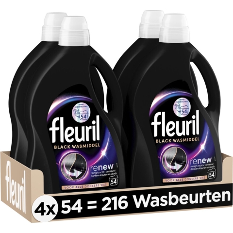 4x Fleuril Black Wasmiddel 54 wasbeurten 2,430 liter