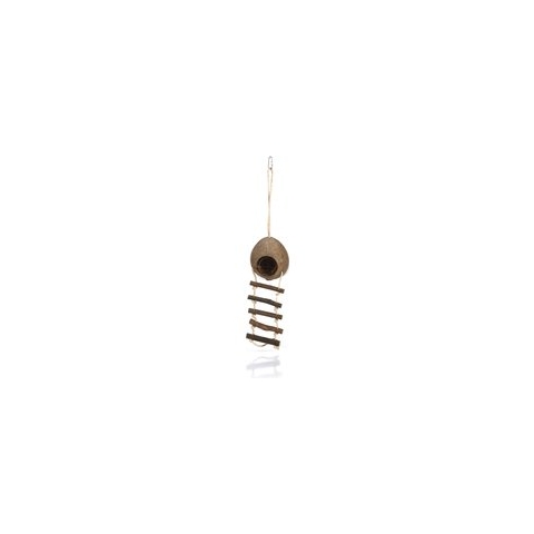 Beeztees Kokosnoothuisje+Ladder - Knaagdierspeelgoed - 30 cm