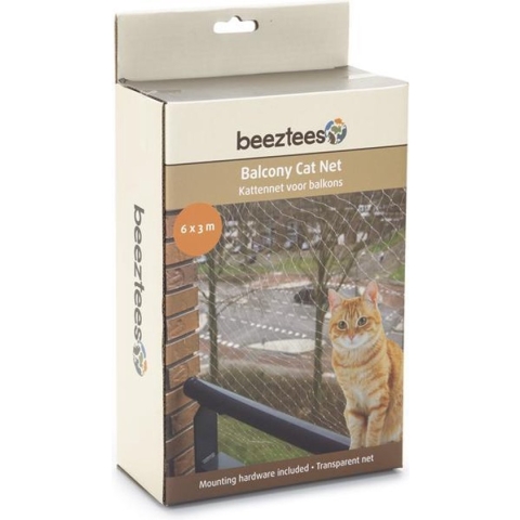 Beeztees - Kattennet - Voor Balkon - Transparant - 6x3 m