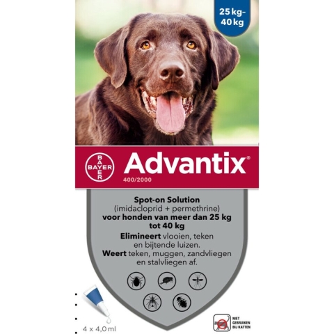 Bayer Advantix Vlooien & Teken Pipetten - Hond 25+ kg - 4 stuks