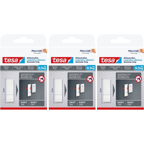 Tesa Powerstrips - 27x - plakstrips - voor behang/pleister - dubbelzijdig - tape -