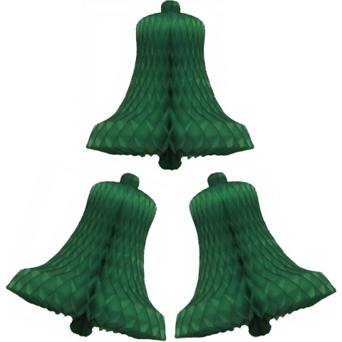 3 groene kerstklokken van papier 50 cm -