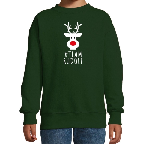 Kersttrui/sweater voor kinderen - team Rudolf - groen 5-6 jaar (110/116) -